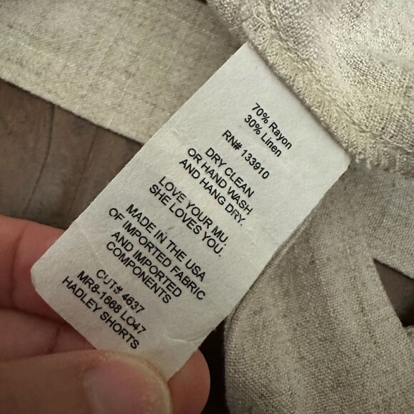 SHOW ME YOUR MUMU Hadley Linen-Blend Shorts Beige High Rise Belted NWT - Picture 11 of 12